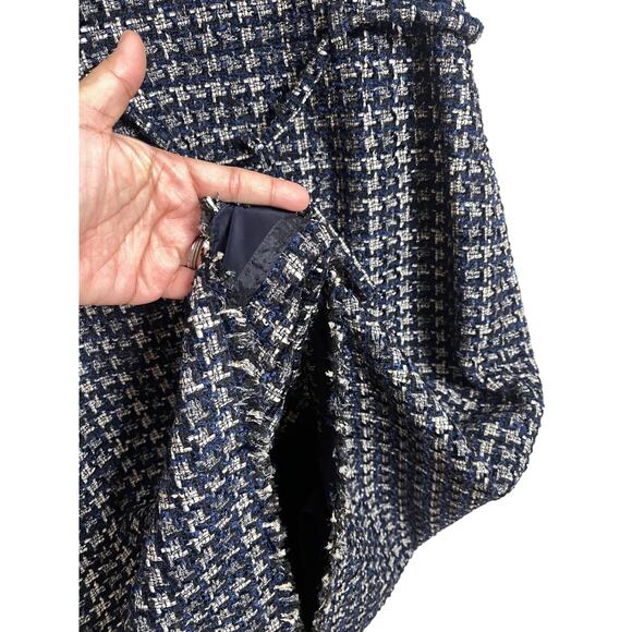 J.Crew Textured Tweed Houndstooth Sheath Dress Blue Womans 14 - Picture 5 of 10